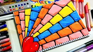 Colorful Geometric Heart Art | Easy Abstract Drawing with Markers | Bright & Bold Doodle Design