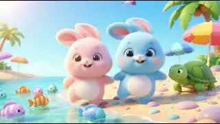 Bunny Beach Fun Song 🐰🌊 | Cute Kids Cartoon Dance Video