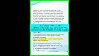 SLP PRAXIS FORM 1 EXAM NEWEST COMPLETE 120 QUESTIONS AND CORRECT DETAILED ANSWERS VERIFIED ANSWERS v