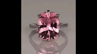 14K White Gold Antique Cushion Pink Tourmaline Ring 6.31cts