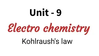 Kohlraush's law / Electro chemistry / TN class 12 chemistry chapter 9 in Tamil