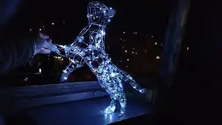 Climbing cat 3D openwork statuette, night light, ghost cat, canstellation cat sculpture