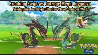 Breaking Swipe vs Outrage on Mega Rayquaza against Giratina Origin (Shadow Claw / Omininous Wind)
