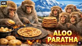 &ldquo;Bandaron Ne Pahadon Par Banaaya Aloo Paratha | Monkeys Cooking Aloo Paratha on High Mountains&rdquo;