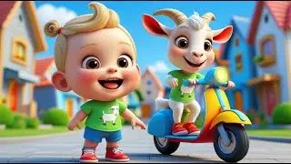Goat Rides Scooter in the Town | Fun Kids Song | Playful Adventure Rhyme