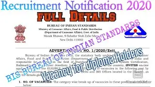 Bureau of Indian Standards (BIS),Recruitment Technical Assistant/Technician 2020