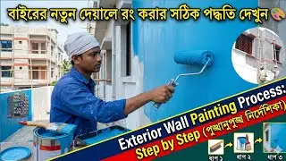 বাইরের নতুন দেয়ালে রং করার সঠিক পদ্ধতি দেখুন🎨 | Exterior Wall Painting Process Step by Step