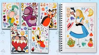 ALICE IN WONDERLAND STICKER BOOK DECORATING | PAPER DIY ASMR STICKER ACTIVITY