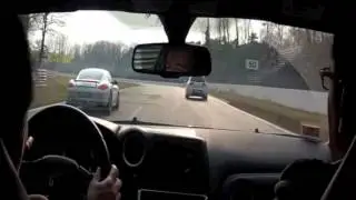Porsche Cayman R vs Nissan GT-R  - Monza 4/03/12 - DOUBLE CAMERA
