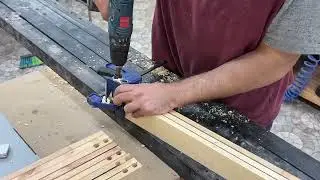 Rockler dowel jig in action, first time in use 