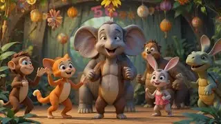 जंगल की मस्ती | Funny Jungle Animals Kids Rhyme 🐵🐘🐱 | Hindi Cartoon Poem | Hindi rhymes | Cartoon