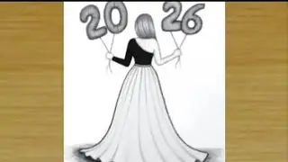 Happy New Year 2026 Drawing tutorial - Pencil Sketch || Drawing 2026fro beginners 