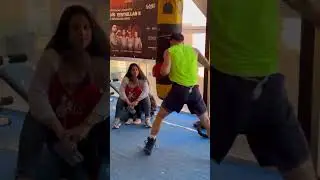 Antonio Barrul works on the heavy bag with his family #shorts #boxing #hbc #viralvideo