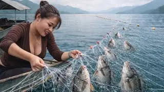 500m Net Across the Lake &ndash; Beautiful Girl&rsquo;s Incredible Fishing Day