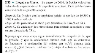 Descenso a Marte en Tres Etapas | Calcular la Aceleración del Vehículo de Exploración.