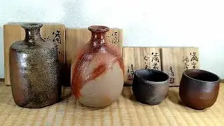 人間国宝！伊勢崎淳 備前徳利2,ぐい呑,酒呑 総額3.3万どうなる？