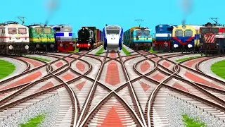 9 Indian Trains Crossing By Curved Railroad Risky Tracks | indian railways | train simulator classic