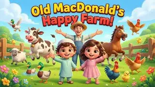 Old MacDonald&rsquo;s Happy Farm Song | E-I-E-I-O | Fun Farm Animals for Kids