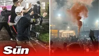 Manchester Uni students smash down covid 'lockdown fences'