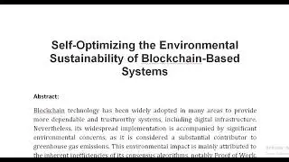 Self Optimizing the Environmental Sustainability of Blockchain Based Systems