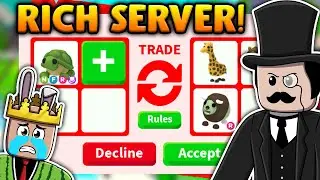 TRADING NEON TURTLE IN RICH SERVER (ADOPT ME ROBLOX)