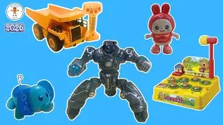 Repair five toys: rabbit, the whack-a-mole, the sand truck, elephant, fighting robot