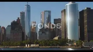 Battery Park Skyline Highrises Of New York Lower Manhattan City - Nyc Stock Footage