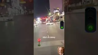 Woman beater tom zebra runs red light on bikey