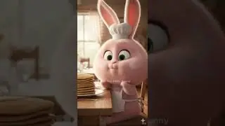 Puff The Fluffy Bunny | Adorable Pink Rabbit Cooks & Eats Giant Pancakes! #animation #cartoon