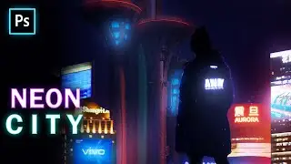Creating Neon City in Cyber Punk Style in photoshop | Speed Art