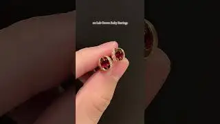1ct round cut lab grown ruby earrings