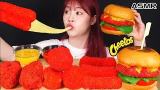 ASMR MUKBANG| 직접 만든 치토스 양념치킨 & 치즈스틱 & 햄버거 먹방 & 레시피 FIRE FRIED CHICKEN AND HAMBURGER EATING
