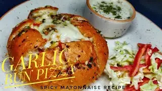|| How to make pull apart garlic PIZZA bun || Delicious bun pizza recipe without oven ||