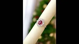 😍 ~1.5CT PIGEON BLOOD RUBY & DIAMOND & 18K GOLD RING. No  treatment. AIGS certificate 🎁✈️