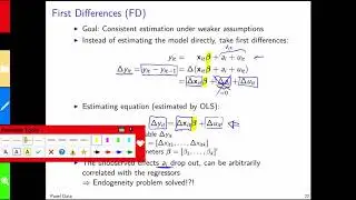 &Ouml;konometrie Teil 11.3-5: Unobserved Effects Model, First Differences, Fixed Effects
