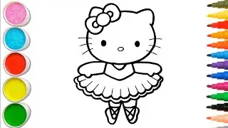 Красивый рисунок танцующей Hello Kitty для детей и малышей &mdash; детское творчество.