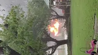 Lightening strike on an oil tank battery