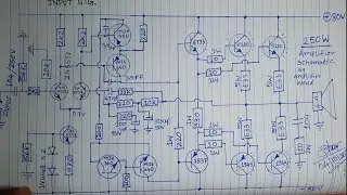 250+250W stereo amplifier circuit diagram, pcb and comparison with online available board