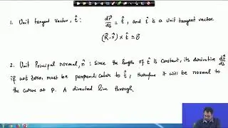 Lecture 46 : Unit Normal, Unit binormal, Equation of Normal Plane