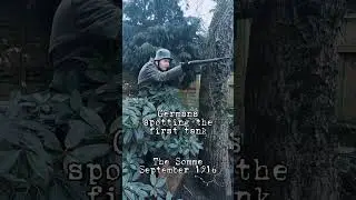 German soldiers spotting the first tank, The Somme September 1916 colourized