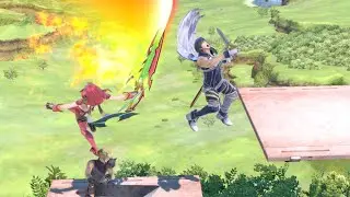 Pyra and Mythra vs opponents in Gaur Plains Smash Ultimate