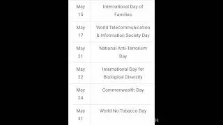 Important days in May 2023.