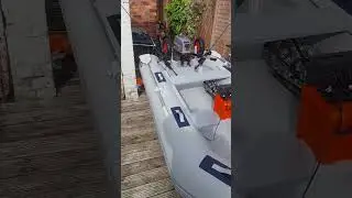 Inflatable boat fishing setup, ready to go