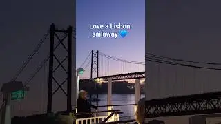 WOW!! So close!! Sailing Under Lisbon&rsquo;s Iconic 25 de Abril Bridge - P&O Iona Cruise Sailaway 🚢
