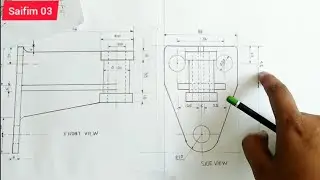 Wall Bracket, Side View, Third Angle Projection, Part-IInd, Machine Drawing, #Saifim03