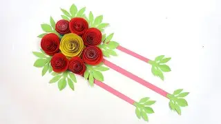 DIY Paper Rose Wall Hanging | Paper Flower Wall Hanging | Paper Rose Wall Decoration Ideas