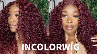 This Wig Is FIRE 🔥! | Burgundy 99J Curly Wig | Incolorwig