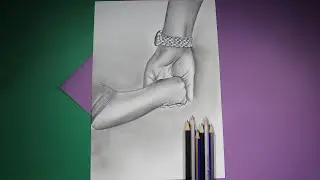 Father Holding Hands Drawing - Pencil Sketch - Drawing Tutorial step by step