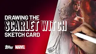 Drawing SCARLET WITCH! 🟥🔮 Topps Marvel Studios Chrome Sketch Card