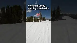 6 year old FULL SENDS herself off the first jump #snowboarding